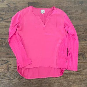 Go Silk Hot Pink Vneck Long Sleeve